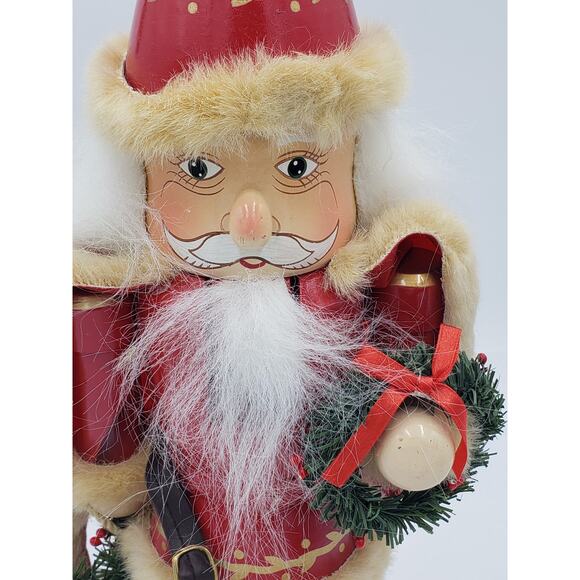 Nutcracker Santa Claus Christmas Decor Red Cape Holding Toy Bag Size 14" - Picture 15 of 16